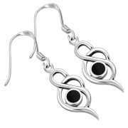 Black Onyx Silver Earrings - e377